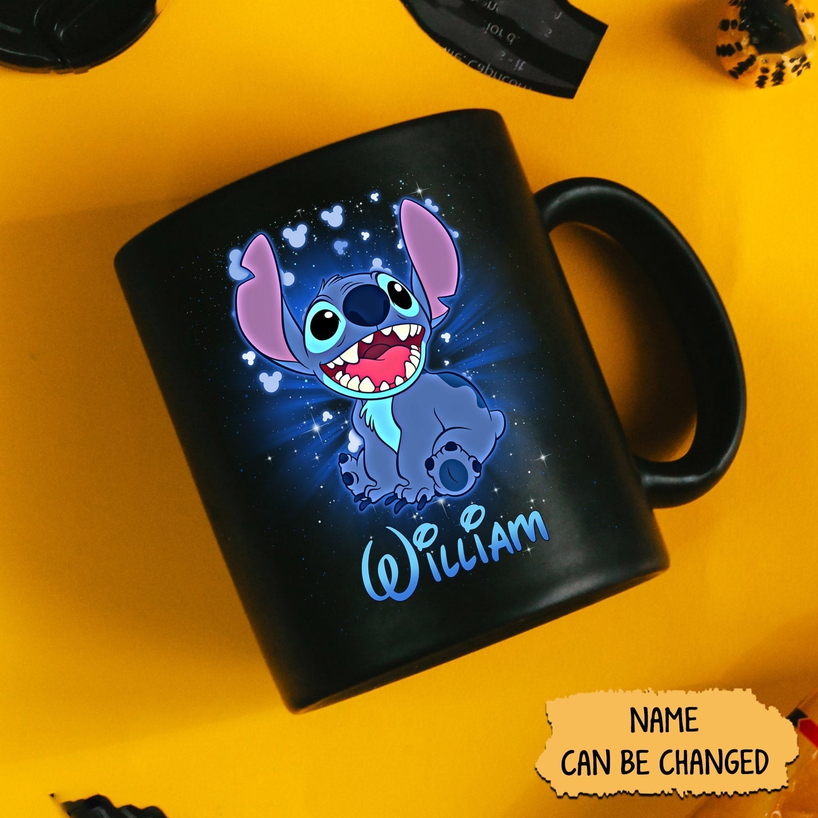 Unique cartoon coffee mug featuring a playful character design and customizable name option