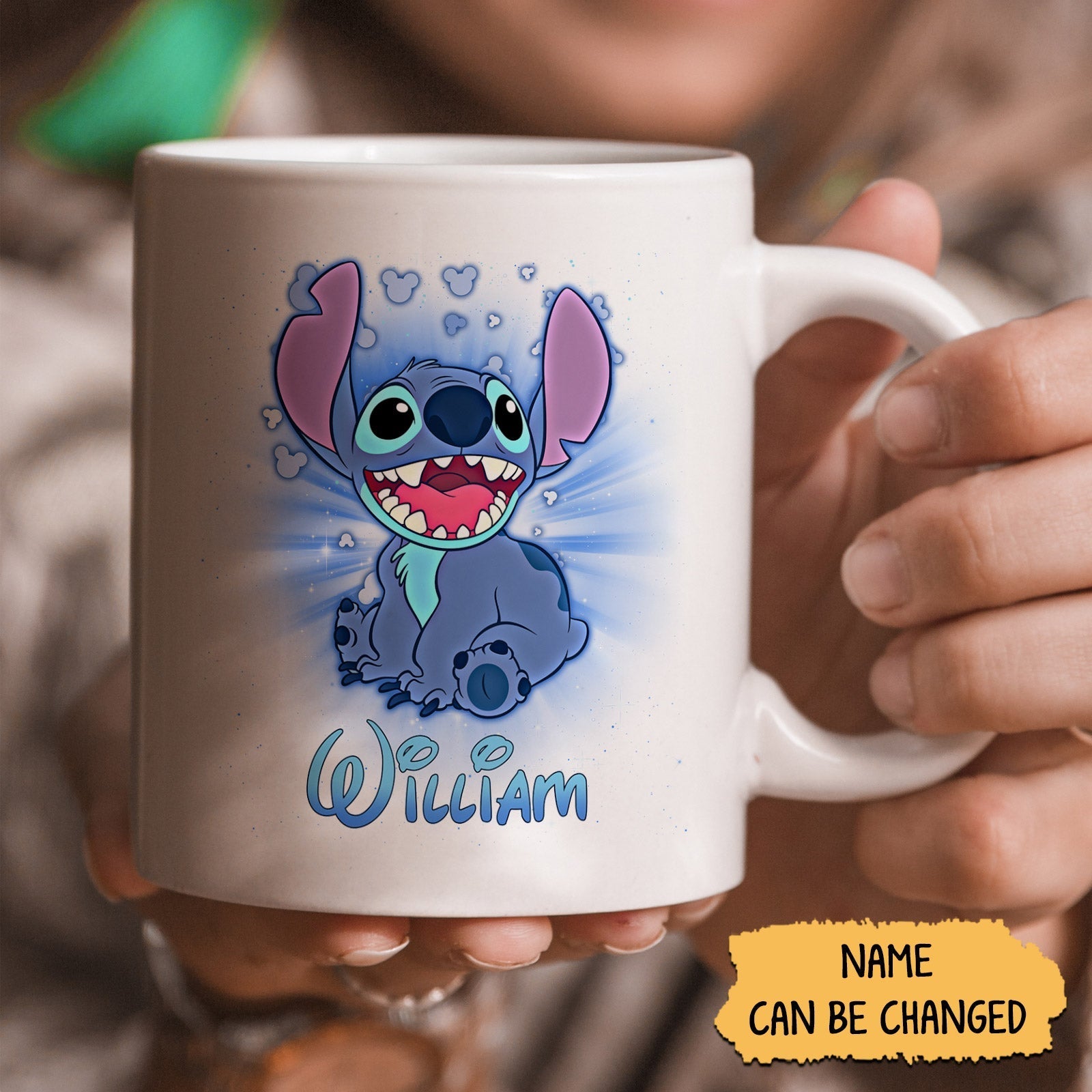 Unique cartoon coffee mug featuring a customizable character design and colorful graphics