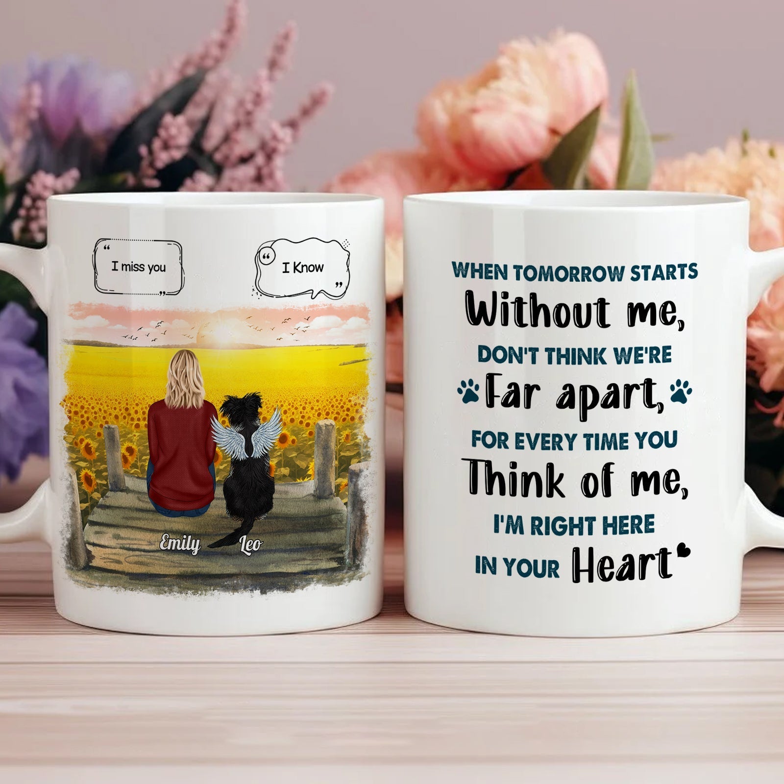 Unique gifts for pet owners, featuring heartfelt mugs with dog-themed designs and sentimental quotes