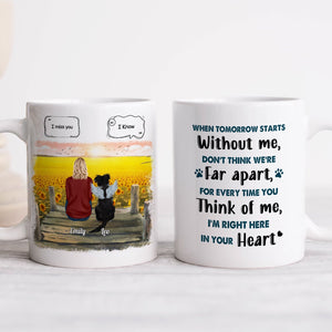 Personalized mug featuring a girl and dog with heartfelt message, ideal for unique gifts for pet owners