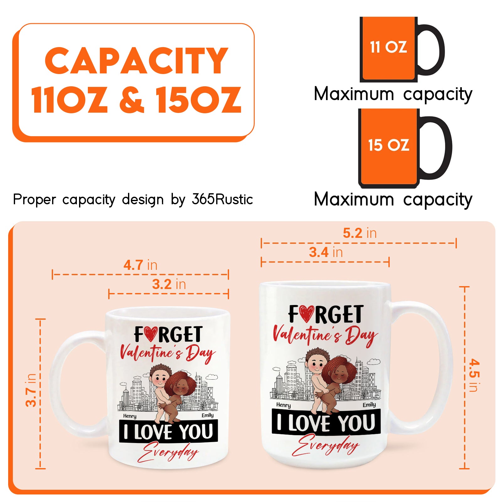 Unique personalized couple mug design featuring a romantic illustration celebrating love and Valentine's Day
