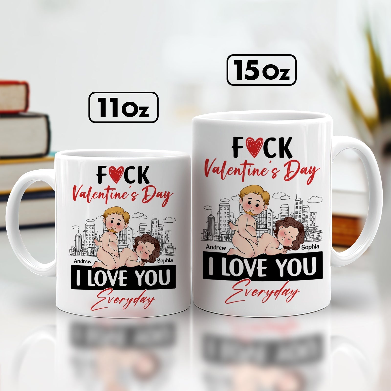Unique personalized couple mug featuring playful design for Valentine's Day gifts