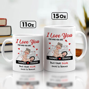 Funny unique romantic gift for partner, personalized mug with playful couple design and text