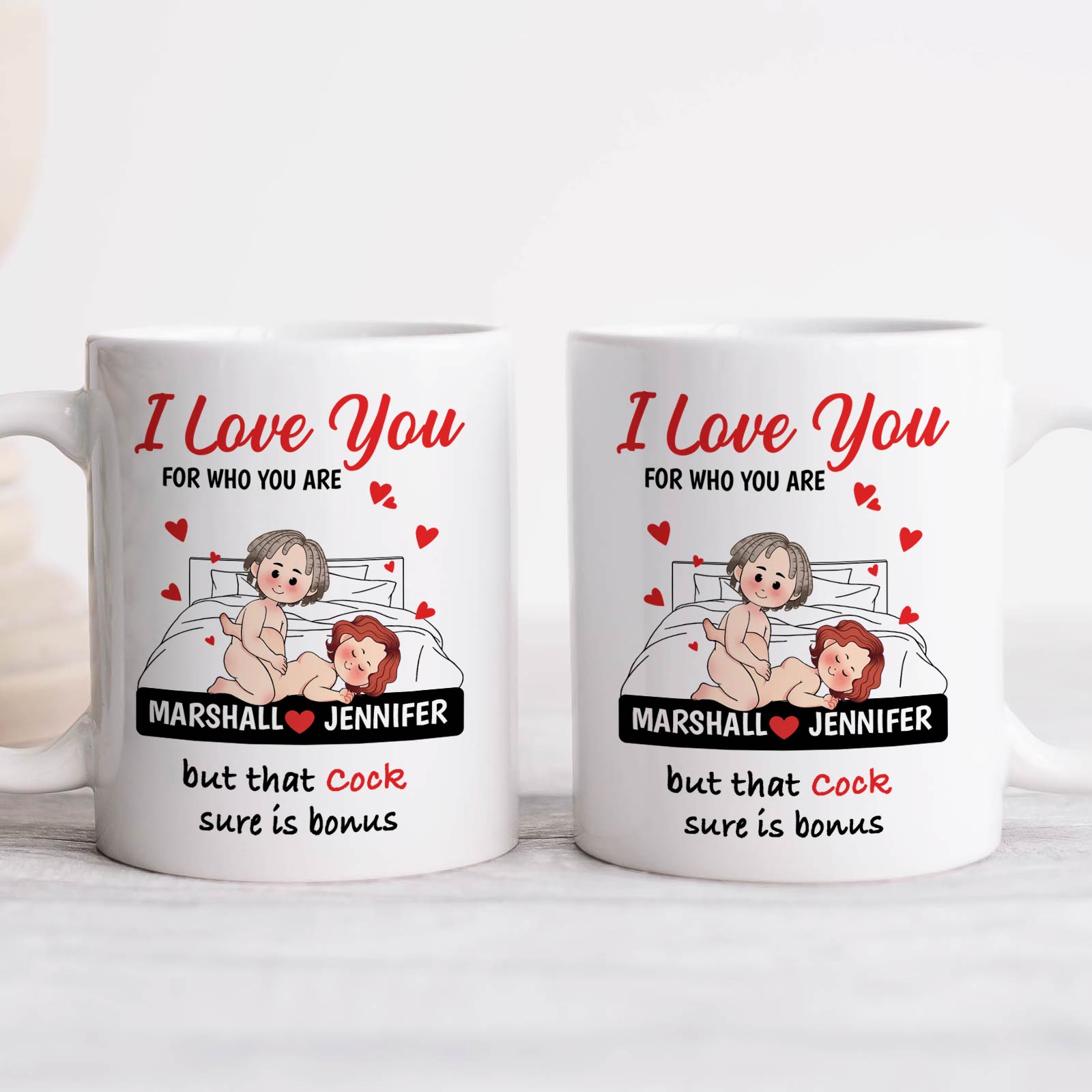 Personalized couples mugs with romantic design, unique romantic gift for partner to express love