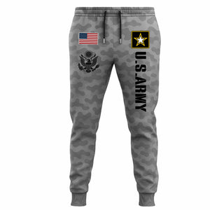 Gray Camo Pants featuring U.S. Army logos from the U.S. Army 2025 collection apparel