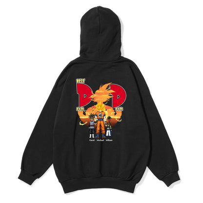 Black hoodie featuring you are my favorite Super Saiyan shirt graphic with Dragon Ball characters and best dad ever design