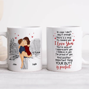 365Gifty personalized couple mug with romantic illustration and your butt is perfect gift quote