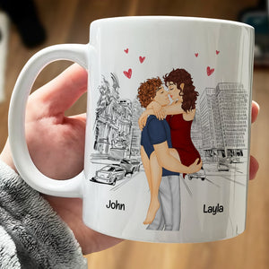 365Gifty white mug featuring romantic couple illustration and your butt is perfect gift text