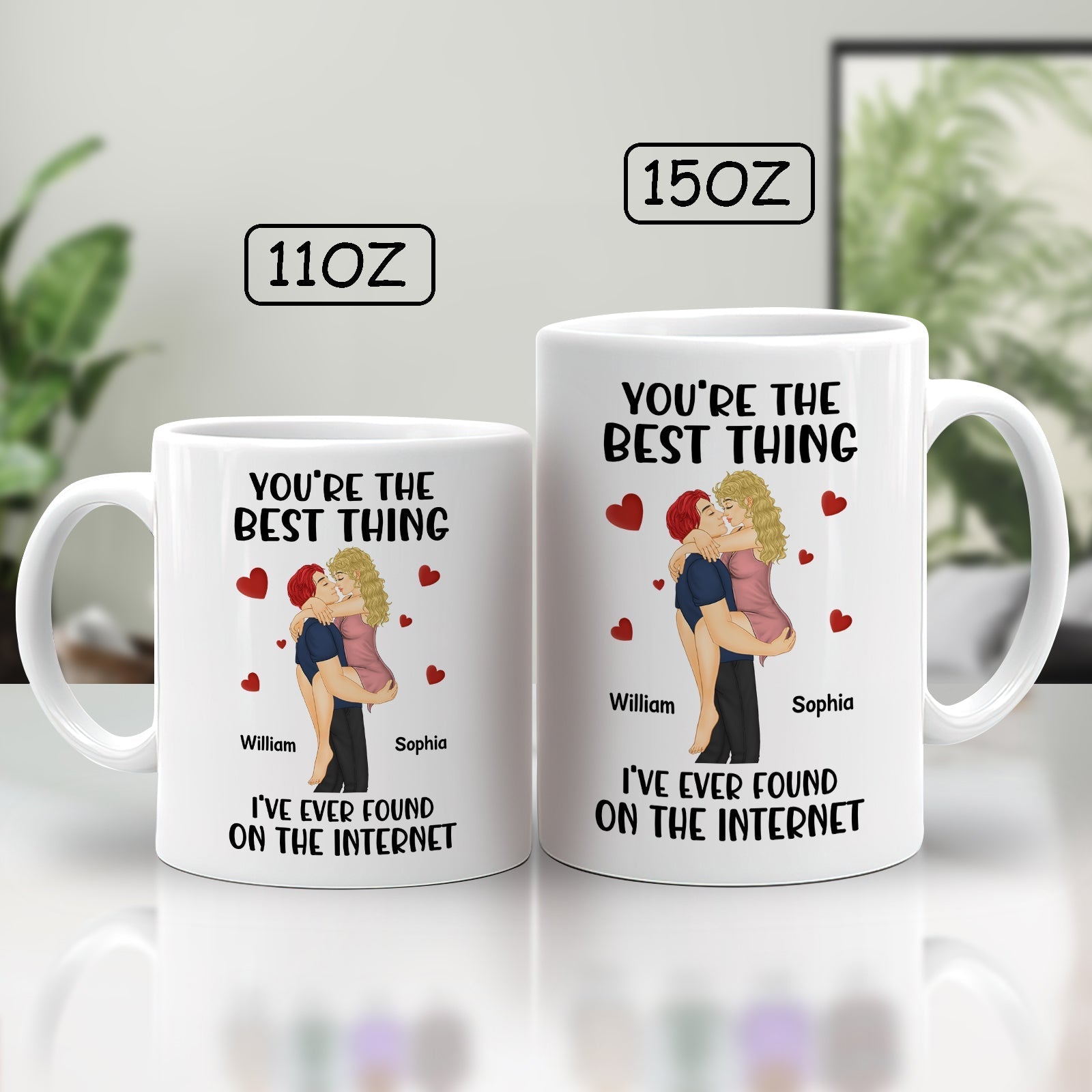 you're the best thing I've ever found on the internet mug with romantic couple illustration in 11oz and 15oz sizes