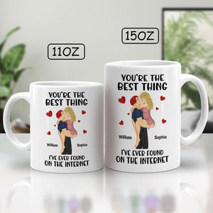 you're the best thing I've ever found on the internet mug with romantic couple illustration in 11oz and 15oz sizes
